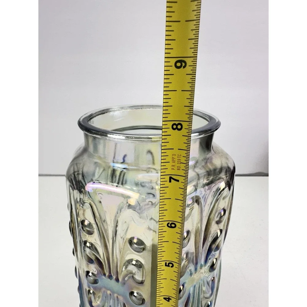 Vintage LE Smith Imperial Atterbury Scroll Canister Jar Iridescent Carnival 9